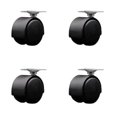 Service Caster 2'' Black Metal Hooded Twin Wheel Caster Nylon Wheels Top Plate , 4PK SCC-TP02S50D-NYS-FB-TP2-4
